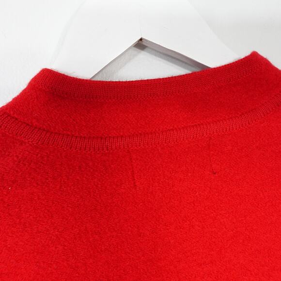 Vintage Red Wool Crochet Sleeve Sweater Zip Jacket Grandma Granny Grandpacore - Picture 5 of 7